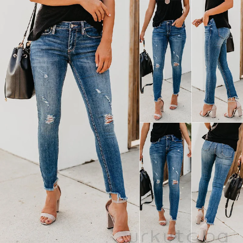Skinny High Waist Jeans Stylish Slim Fit Denim