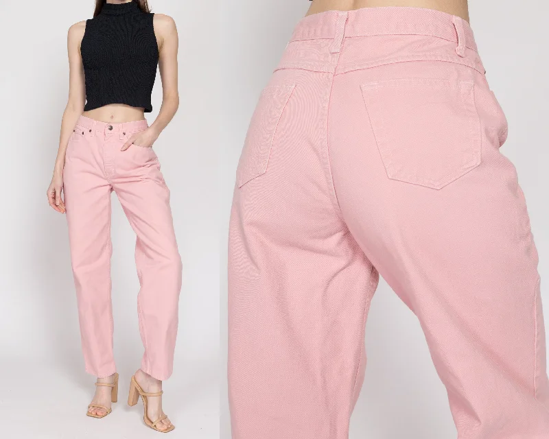 Small 90s Blush Pink High Waisted Jeans 26.5" Stylish High-Waist Skinny Denim