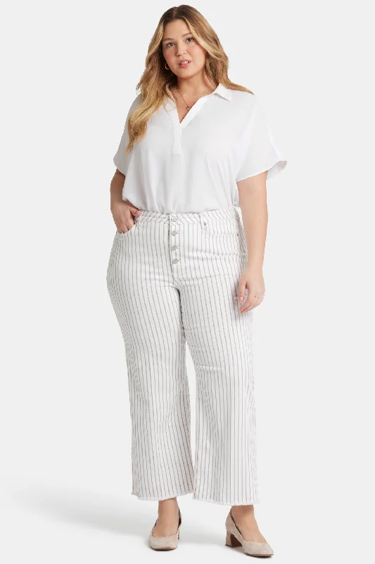 Teresa Wide Leg Ankle Jeans In Plus Size - Beach Cruise Stripe Trendy Paperbag Waist Jeans Teresa Wide Leg Ankle Jeans In Plus Size - Beach Cruise Stripe Trendy Paperbag Waist Jeans