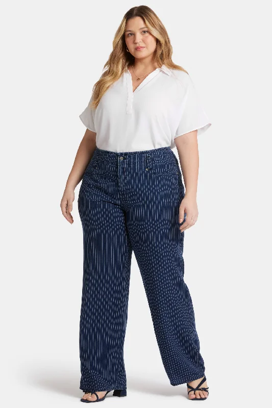 Teresa Wide Leg Jeans In Plus Size - Dark Ocean Trendy Vintage Denim Jeans