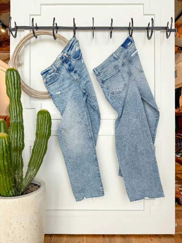 The Andie High Rise 90's Wide Leg Jean Fashionable Raw Edge Jeans