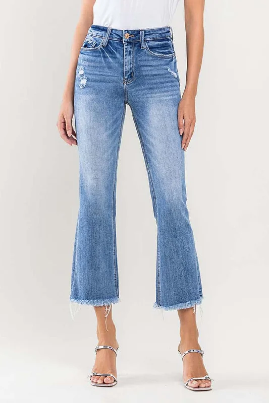 Vervet by Flying Monkey Full Size High Rise Cropped Flare Jeans Chic Ripped Jeans