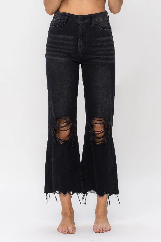 Vervet by Flying Monkey Vintage Ultra High Waist Distressed Crop Flare Jeans Stylish High-Waist Skinny Denim Vervet by Flying Monkey Vintage Ultra High Waist Distressed Crop Flare Jeans Stylish High-Waist Skinny Denim