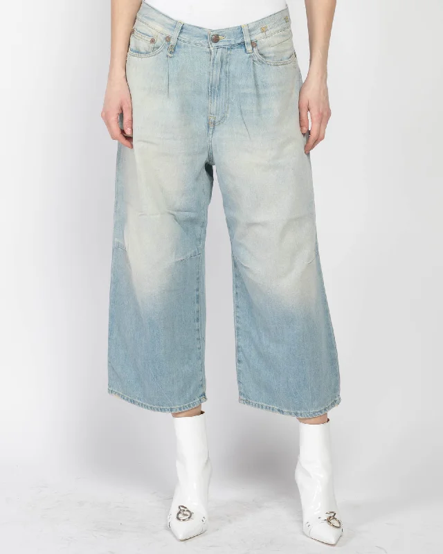 Crop Wide Leg Jeans Fashionable Straight Fit Denim