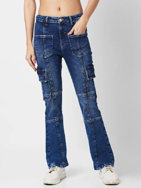 Spykar Women Bootcut Light Fade Stretchable Jeans Fashionable Relaxed Fit Denim
