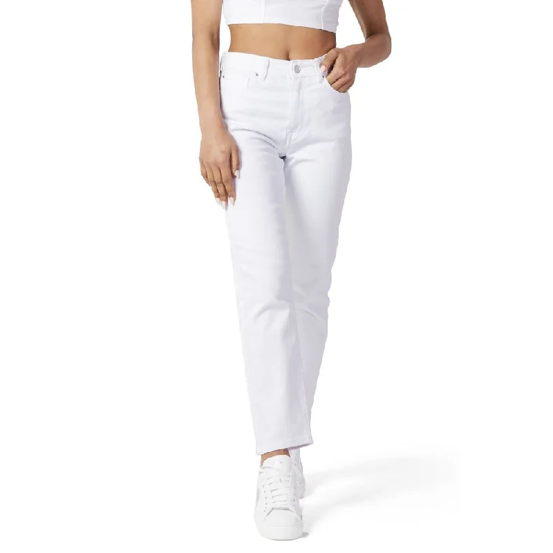 White Cotton Jeans & Pant Elegant Raw Hem Jeans