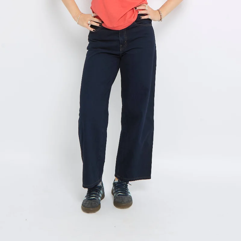 Wide Leg Contrast Stitch Jeans - UK 8 Trendy Plus Size Jeans