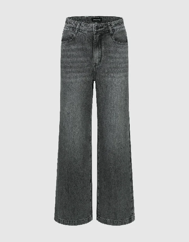Wide Leg Jeans Trendy Patchwork Denim Jeans