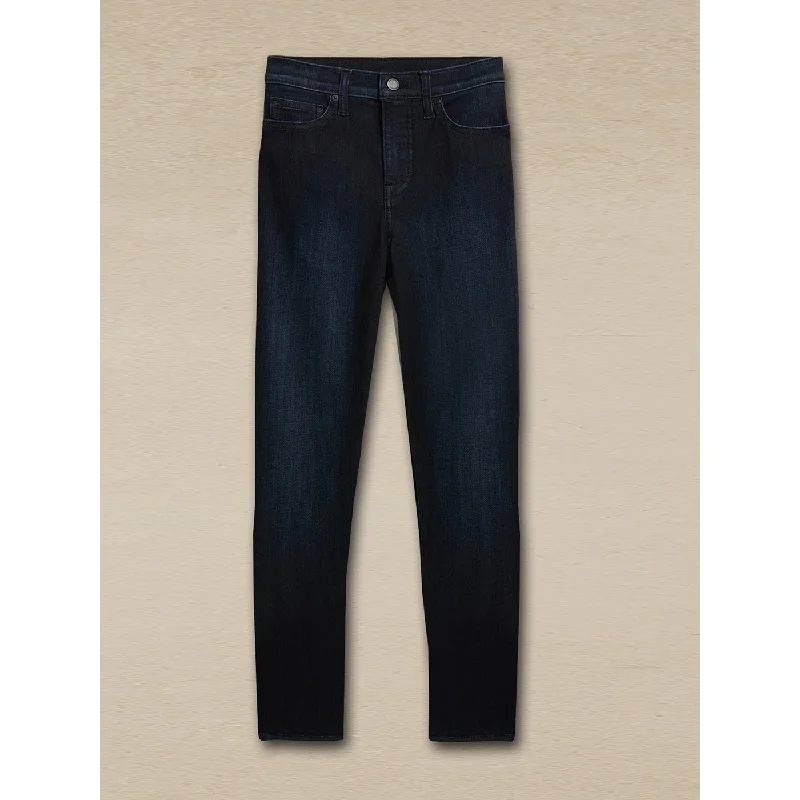 BR Mid Rise Dark Skinny Jeans Elegant High-Waisted Flared Jeans