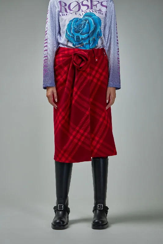 Check Wool Skirt belted skirt waist