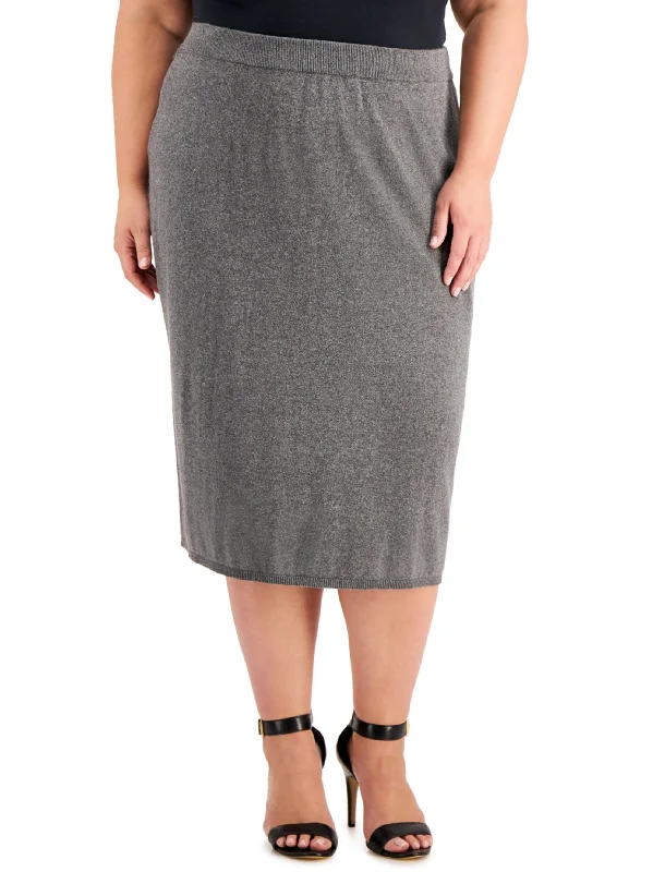 Women's Plain MIDI Skirt,Grey high slit skirt