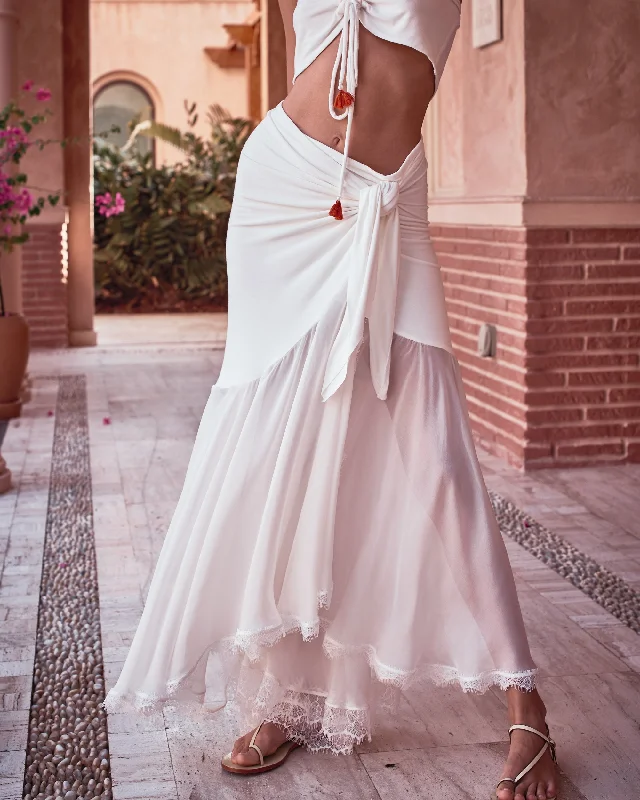 White Modal soft and chiffon Wrap skirt mini skirt trendy