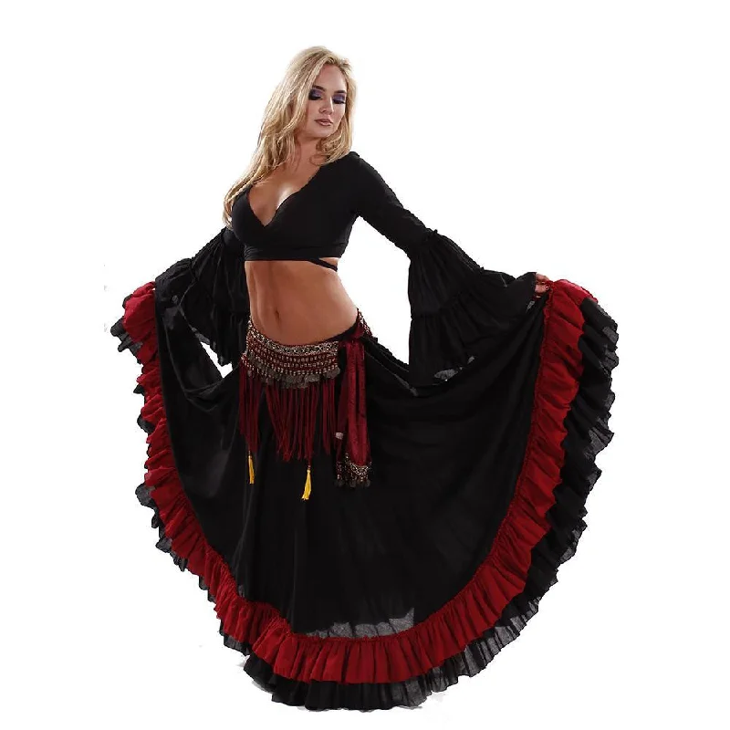 Belly Dance Skirt, Top, & Fringe Belt Costume Set | STARS' TRAIL cashmere skirt fine
