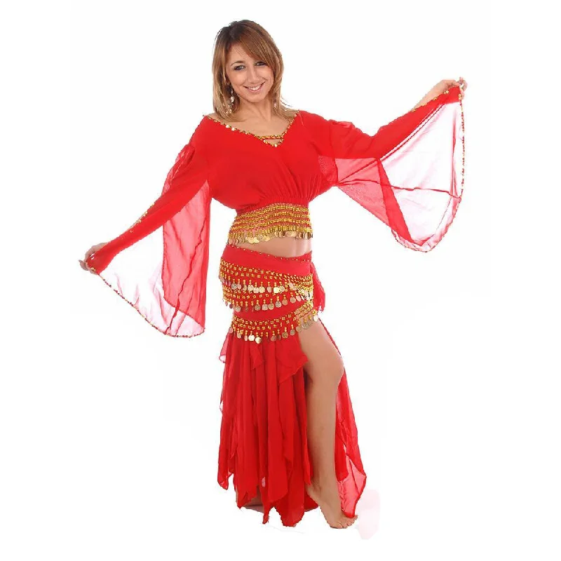 Belly Dance Skirt, Top, & Hip Scarf Costume Set | ANDUSSENCE wrap skirt elegant