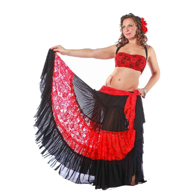 Belly Dance Skirt, Top, & Hip Scarf Costume Set | COLOR DOBLE velvet skirt sumptuous