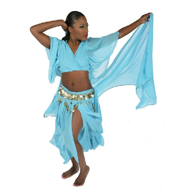 Belly Dance Skirt, Top, Veil, & Hip Scarf Costume Set | SERENITY SERENADE lace skirt intricate