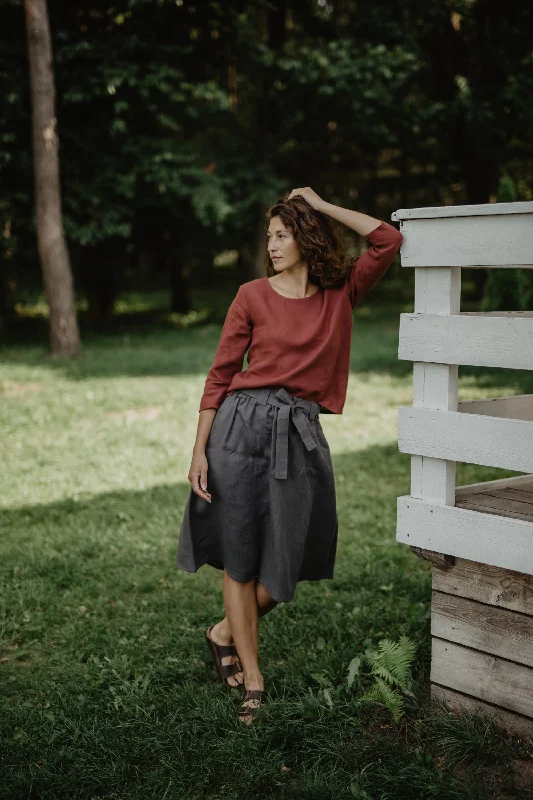 Bergen mid-length linen skirt velvet skirt plush