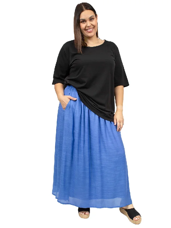 Bluebird Maxi Skirt - Blue corduroy skirt cozy
