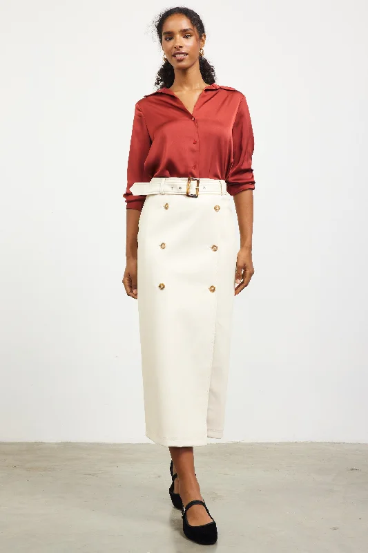 CC Me Faux Leather Midi Skirt corduroy skirt comfortable