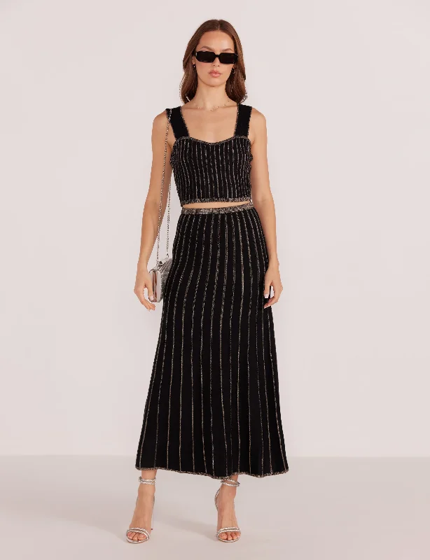 Celia Midi Skirt pleated skirt texture