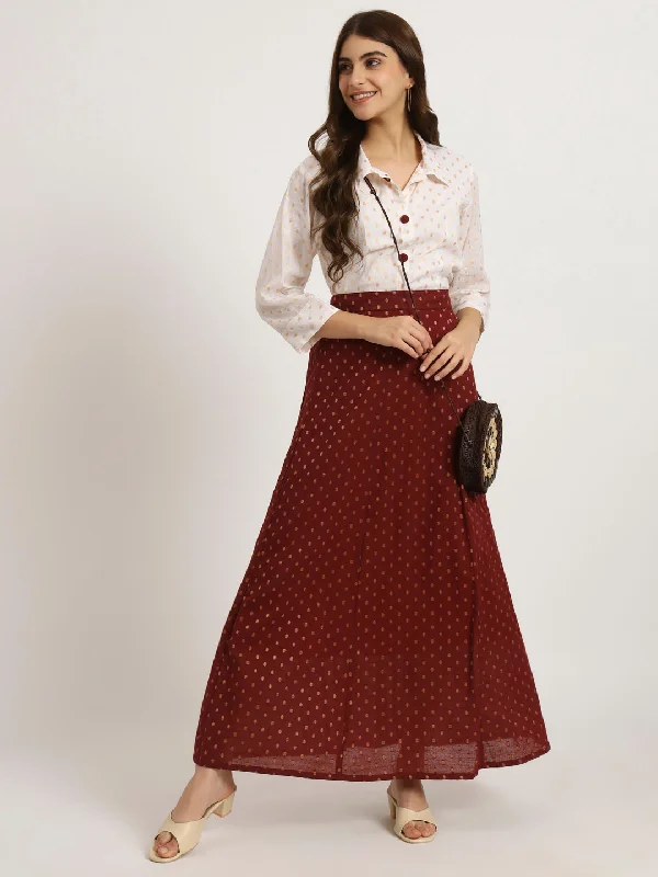 Cherry Red Long skirt set slim fit skirt