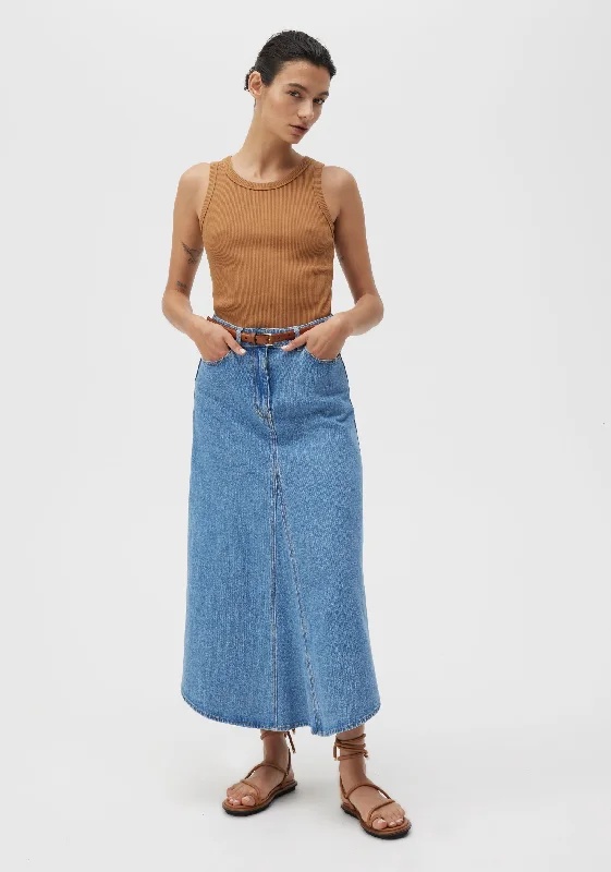 Clovelly Denim Skirt_Light Blue velvet skirt sumptuous