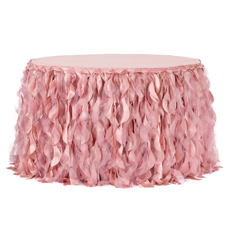 Curly Willow 17ft Table Skirt - Dusty Rose/Mauve linen skirt natural