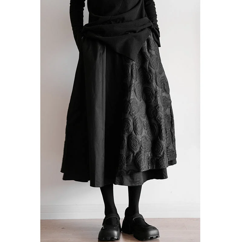 Dark Jacquard Double Panel Skirt pencil skirt chic