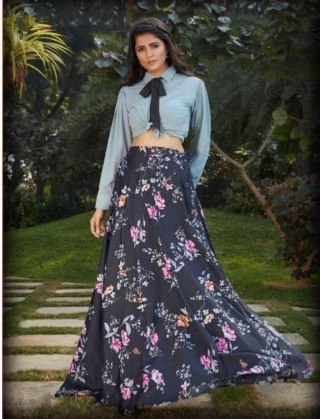 Printed Skirt with Blouse lace skirt romantic