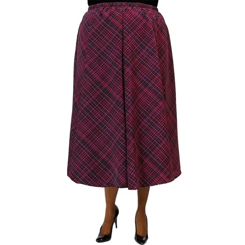 Diagonal Plaid Purple 8-Gore Plus Size Skirt lace skirt intricate