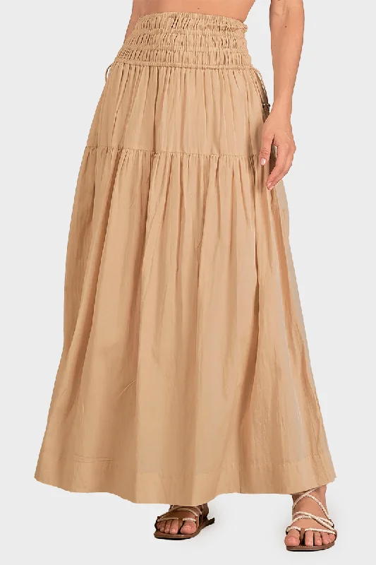 Elan Tiered Maxi Skirt velvet skirt plush