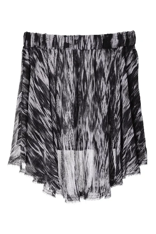 ENZA COSTA IKAT Grey Black Asymmetric Skirt pleated skirt texture