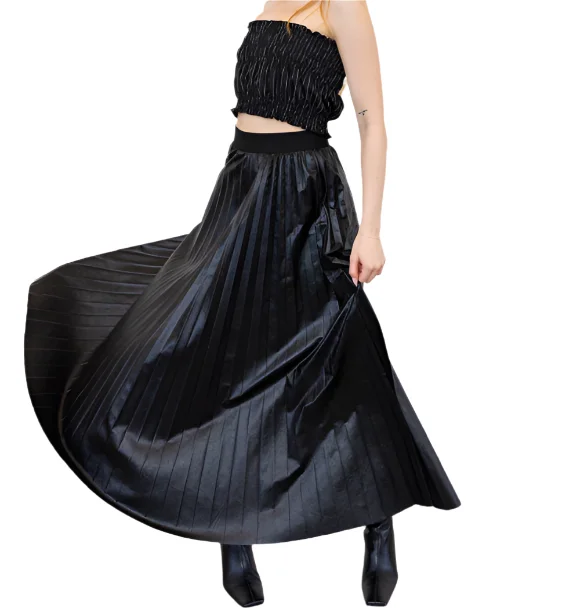 Faux Leather Pleated Skirt silk skirt elegant