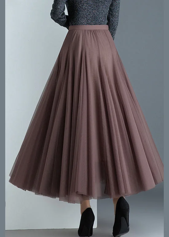 Fine elegant Pleated Casual Fall Winter Tulle Skirts belted skirt waist