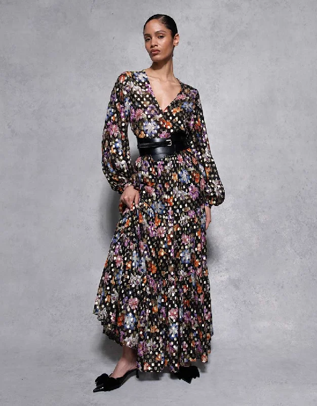 Frey Lamé Skirt - Painterly Flower relaxed fit skirt