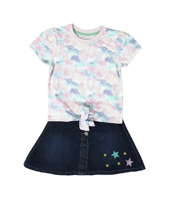 Girls Top Skirt Set denim skirt trendy
