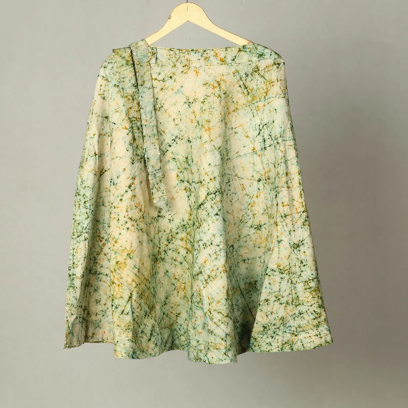 Green - Hand Batik Print Cotton Wrap Around Skirt 08 silk skirt lustrous