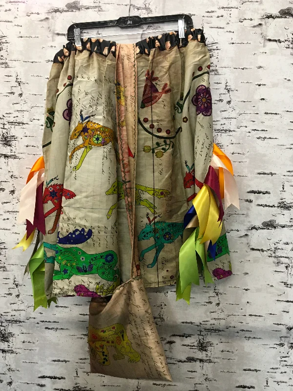 Handmade Ledger Wolf & Black Elk Teeth Satin Trim w/ Bag Ribbon Skirt slim fit skirt