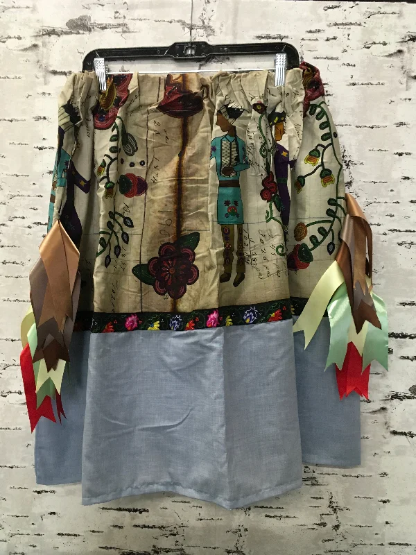 Handmade Floral Ledger Encounter & Light Blue Hem Ribbon Skirt cashmere skirt rich