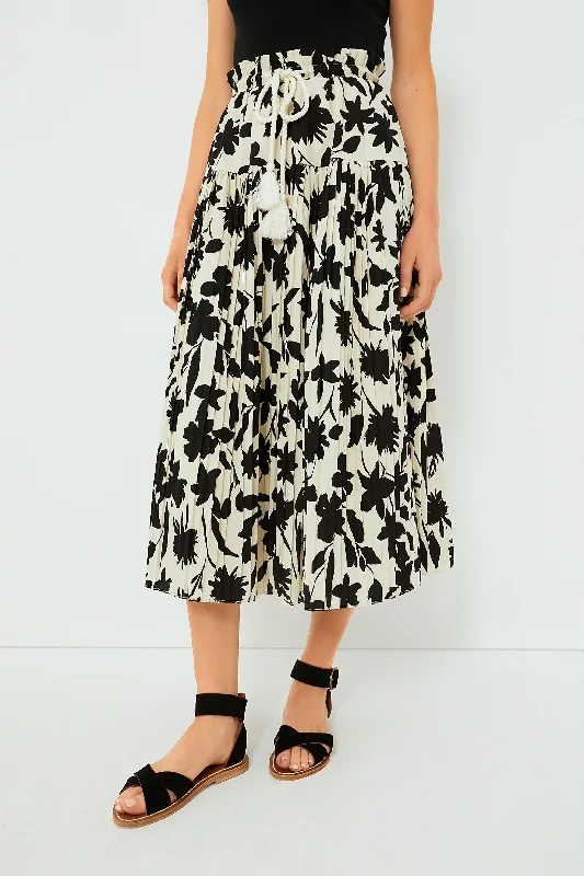 Exclusive Ivory Floral Midi Skirt corduroy skirt durable