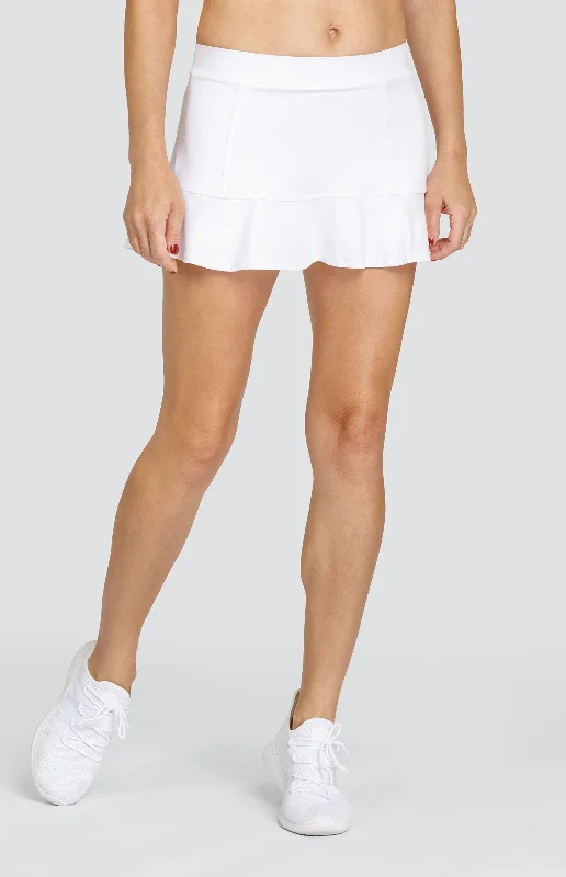 Jennifer 12.5" Flounce Skort - Chalk White denim skirt stylish