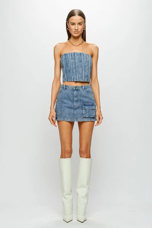 JOSS DENIM CARGO SKIRT wool skirt breathable