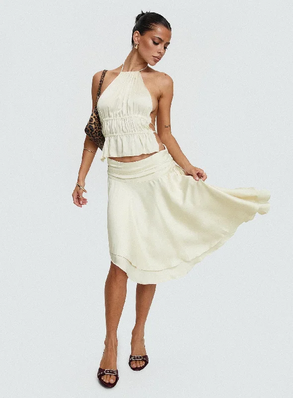 Legacy Midi Skirt Ivory chiffon skirt floaty