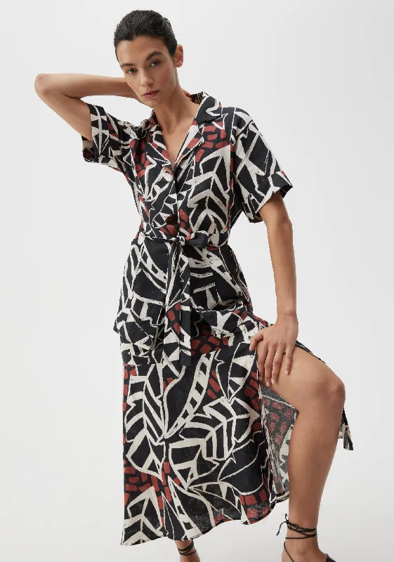 Malia Linen Skirt_Print low waist skirt