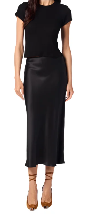 Miranda Scallop Mid-Length Skirt silk skirt luxurious