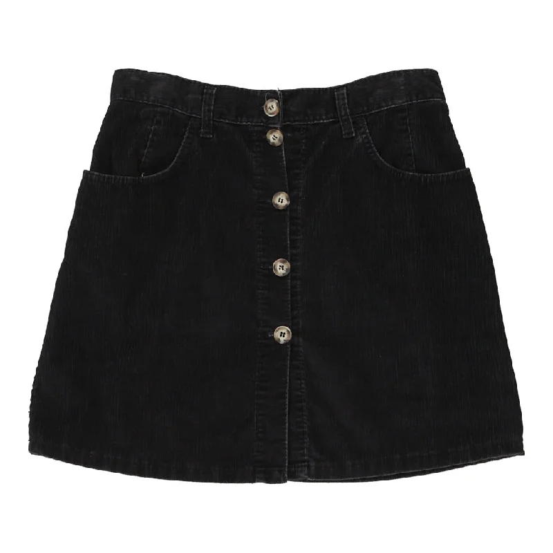 Miss Clark Mini Cord Skirt - 32W UK 12 Black Cotton ribbed skirt waist