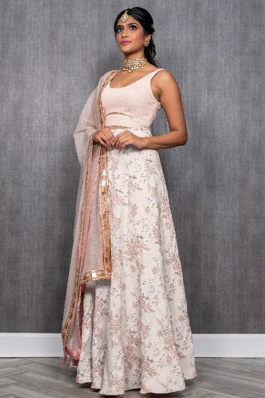 PAYAL Blush Pink Floral Lehenga Skirt chiffon skirt delicate