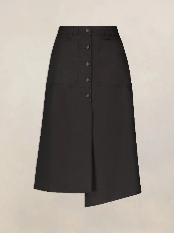 Pink Orchid Ava A-Line Twill Black Skirt silk skirt sleek