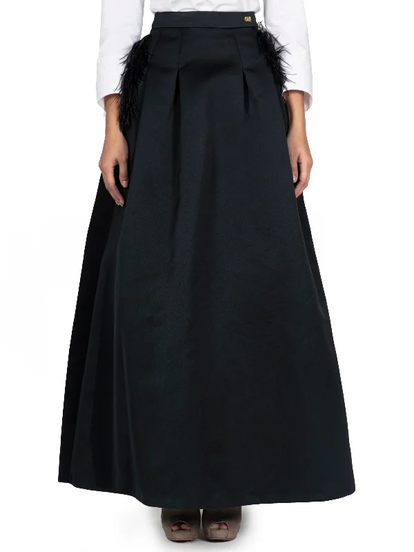 Plain Black A line Skirt midi skirt versatile
