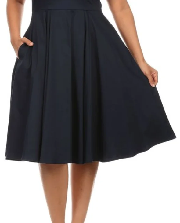 Classic Style Retro Swing Skirt with Pockets in Black seamless skirt comfort